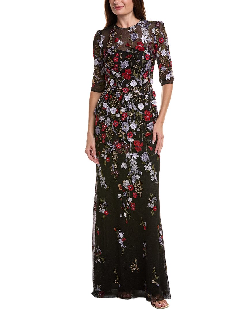 Teri Jon Mesh Lace 3D Floral Gown Size 4