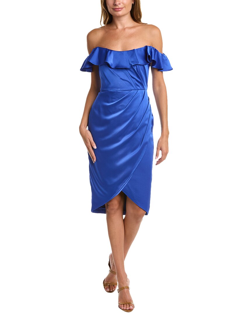 Theia Off-The-Shoulder Satin Midi Dress – Bluefly