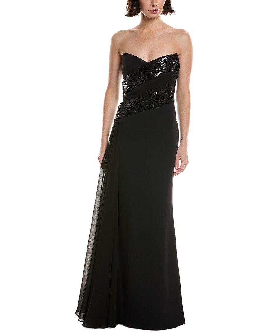 Badgley Mischka Sequin Combo Gown - Black