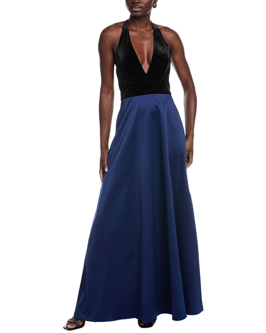 aidan mattox blue dress womens Solid Gown, 10, Black, Women's LowStock:44405305638963 Size:42 (4'9