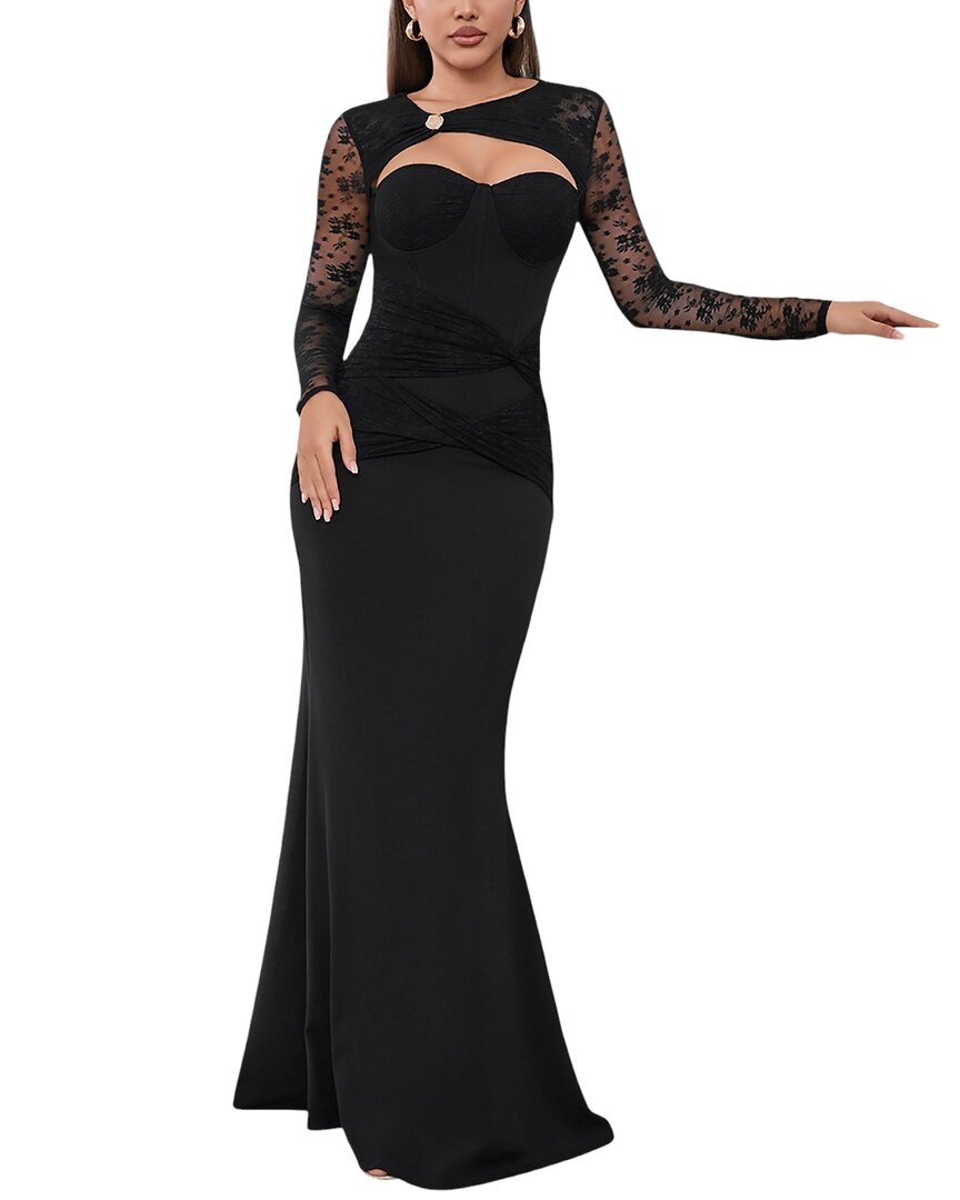 long sleeve black mini dress lace Rihoas Floral Lace Square Neck Mini Dress