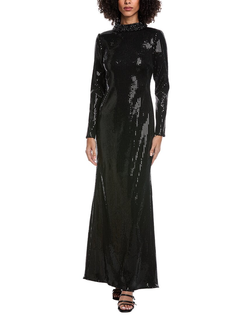 Badgley Mischka Black Sequin Mock Neck Mermaid Gown, Size: 4 Badgley Mischka Black Sequin Mock Neck Mermaid Gown, Size: 4