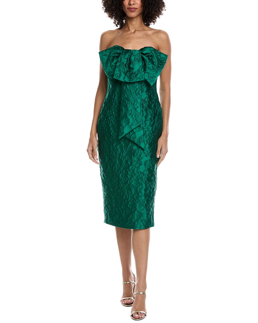 Badgley Mischka Jacquard Midi Dress - Green - US 2 (XS) Badgley Mischka Jacquard Midi Dress - Green - US 2 (XS)