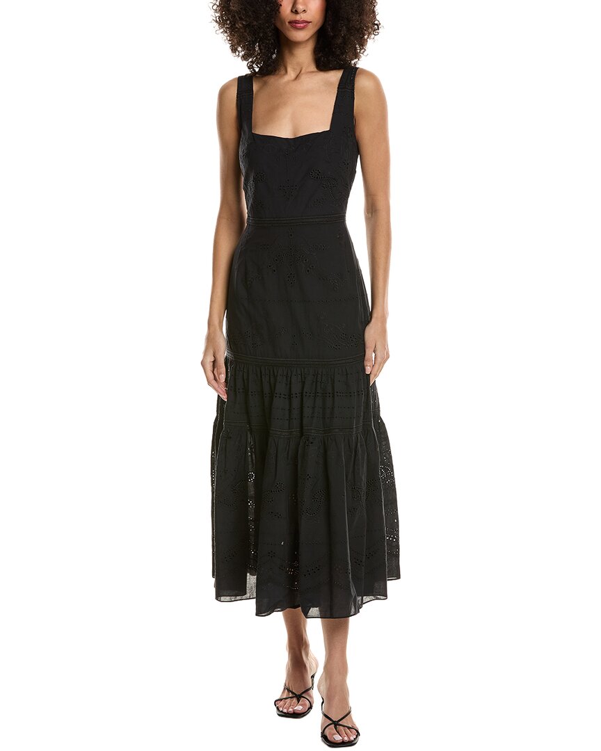 marchesa notte embroidered dress Voile Midi - Black Size:3'6