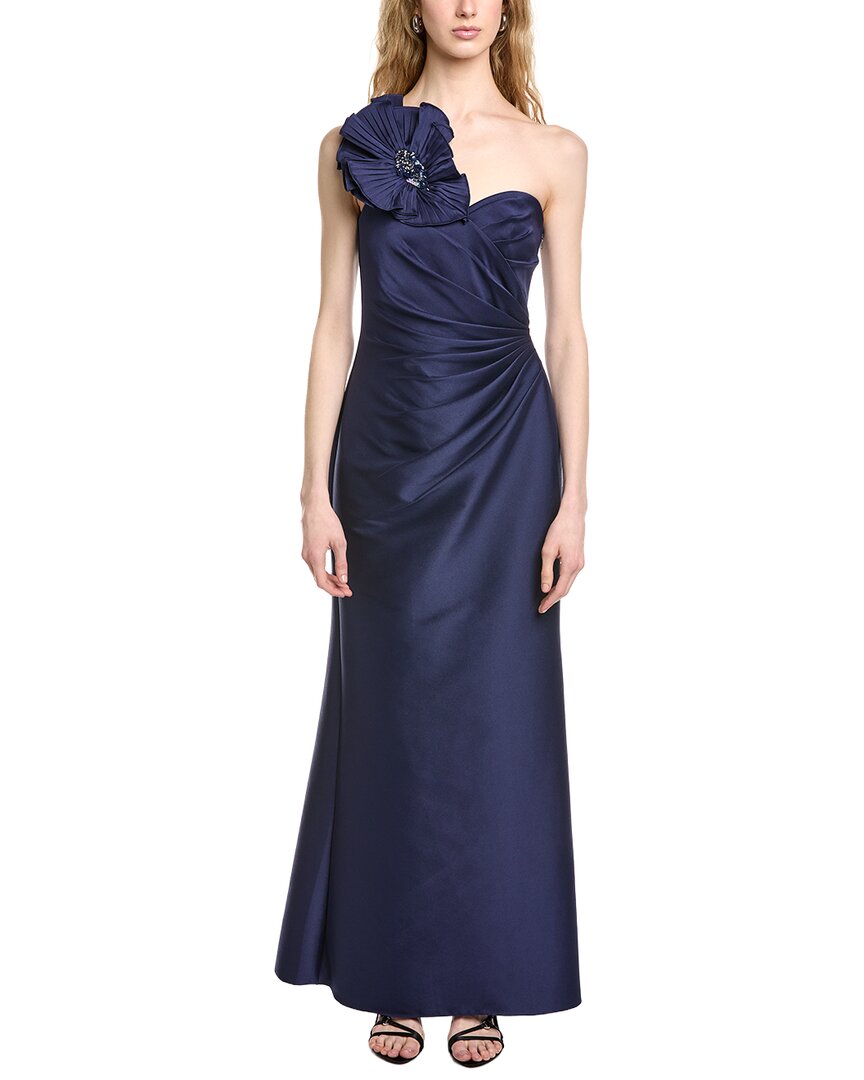 badgley mischka dress blue Side Drape Flower Shoulder Gown to choice when only Short/Mini Waist:28 Black Dress Cute Short