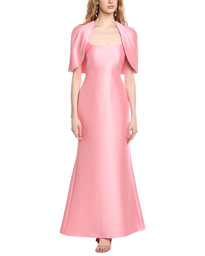 badgley mischka dresses Cape Gown Size Alpha:UK-XXL Ivory Elegant High Neck 0430 this maxi length gown