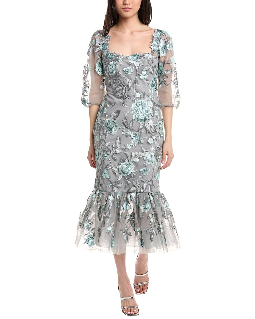 Marchesa Notte Puff Sleeve Midi Dress – Bluefly