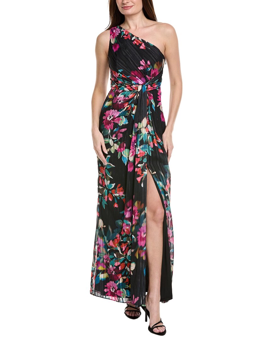 strapless open back dress Adrianna Papell One-Shoulder Metallic Floral Stripe Gown – Bluefly