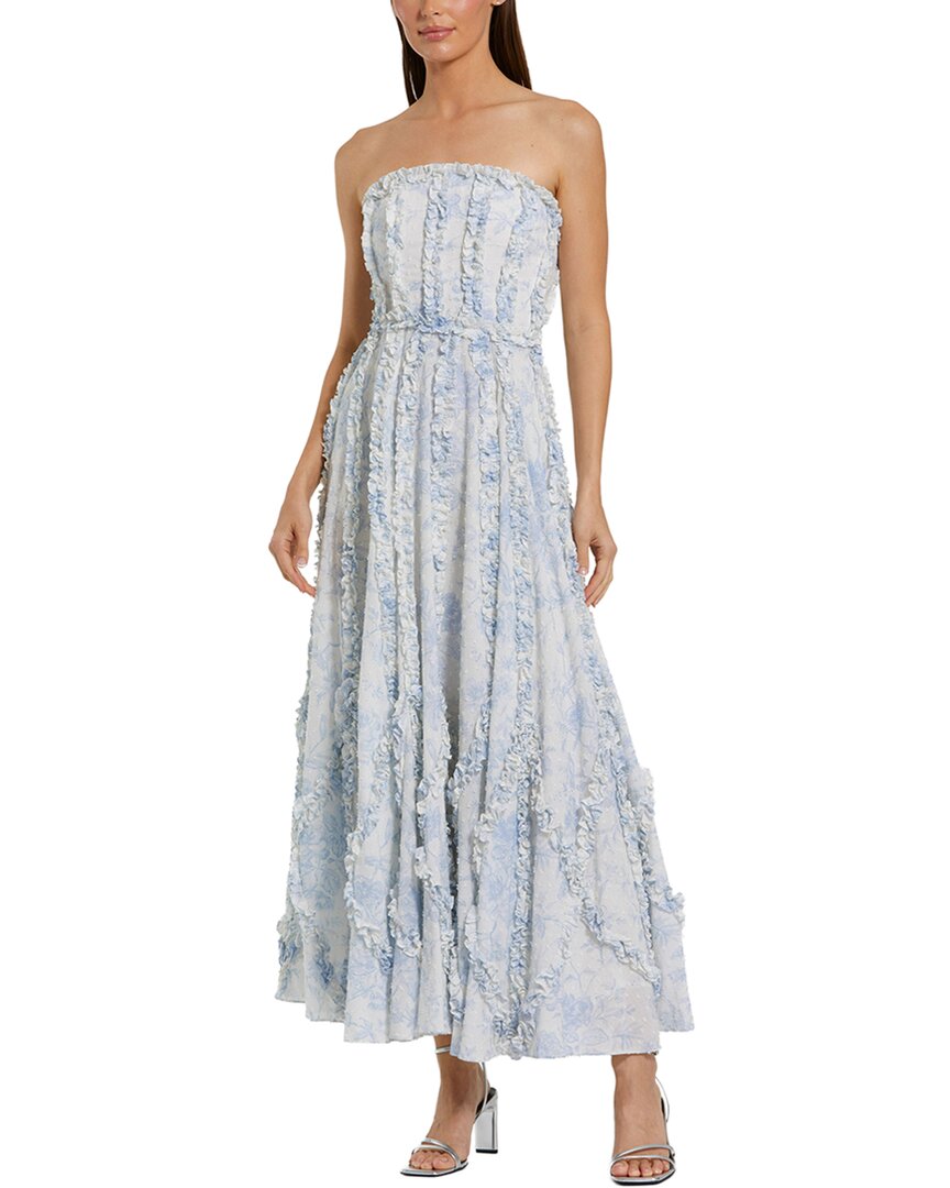 mac duggal blue floral dress Blue Ruffle Tiered Floral Cut-Out Chiffon Gown