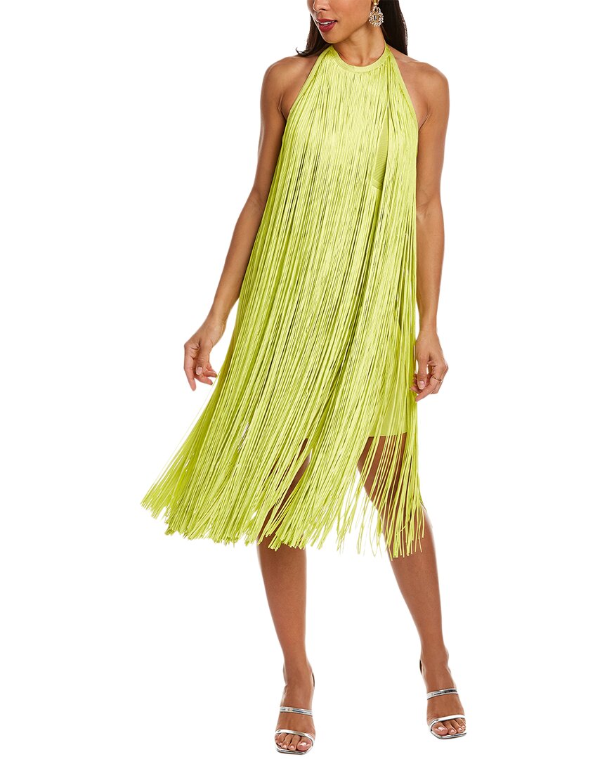 Herve Leger Fringed Halter Midi Dress