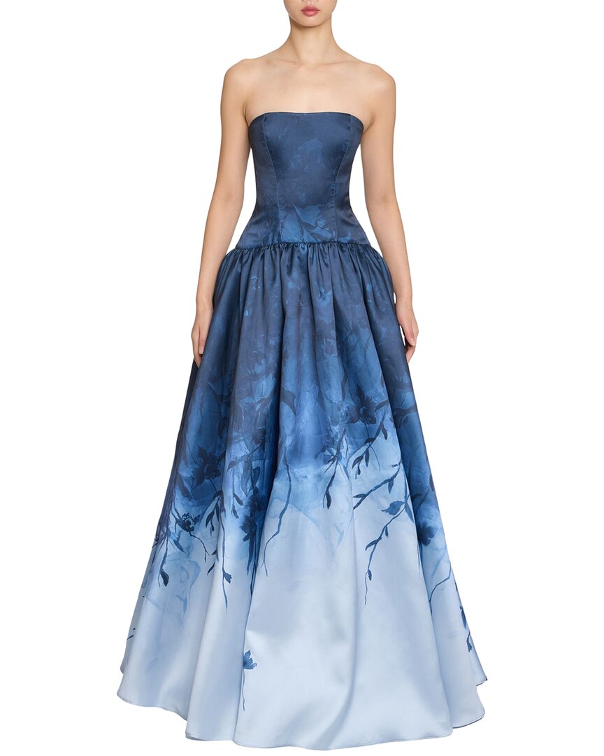 Marchesa Notte Floral Printed Mikado Gown
