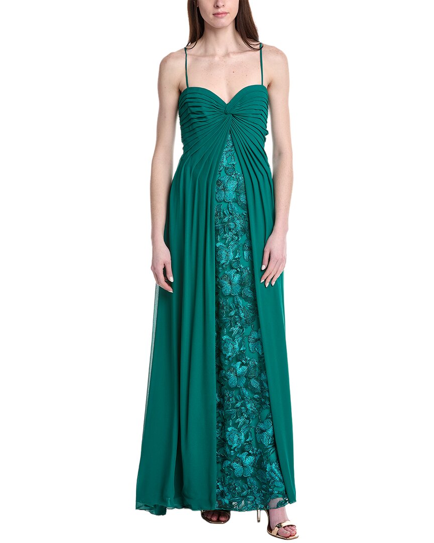 Tadashi Shoji Women's Mixed Media Embroidered Gown - Green