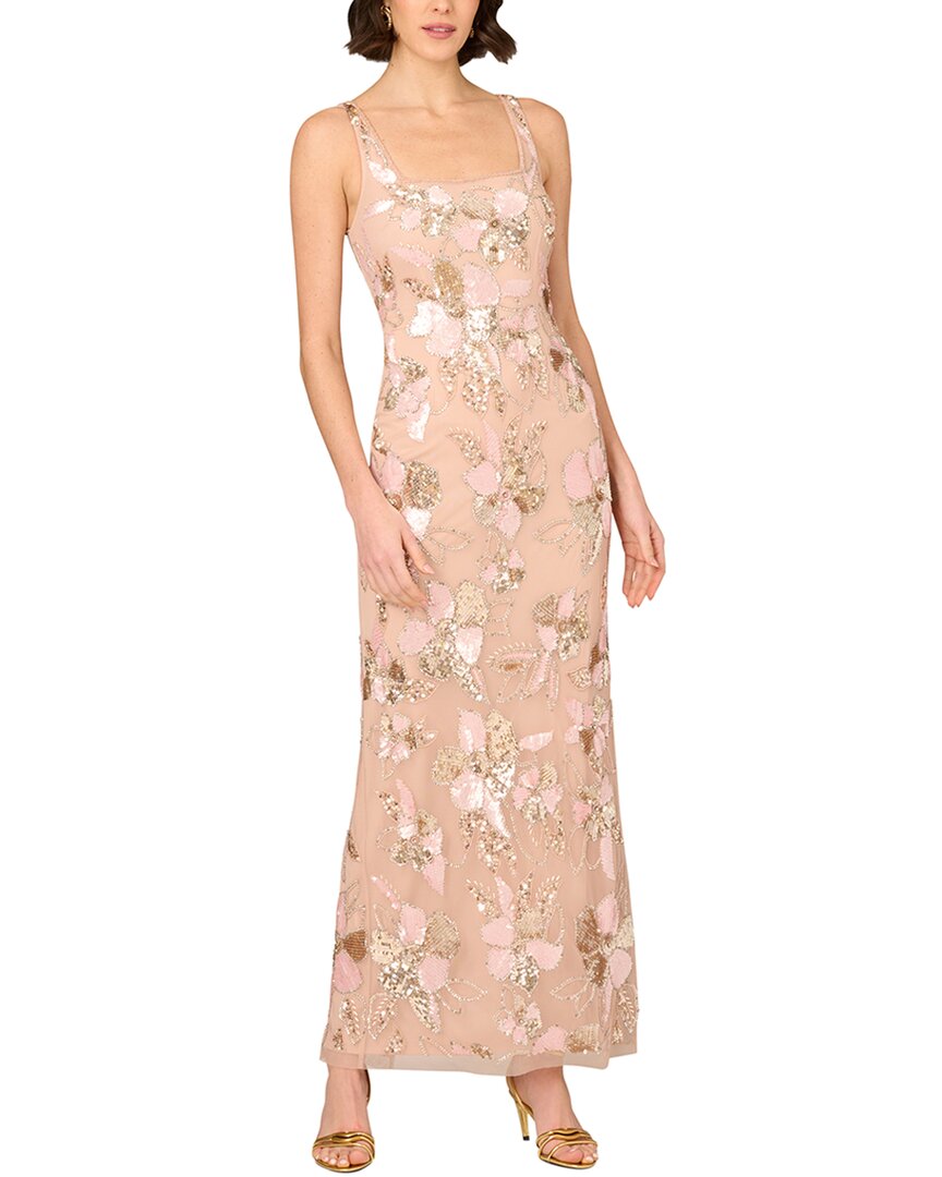 Aidan Mattox womens Embellished Maxi Dress, 6, Blue, Women's, Pink