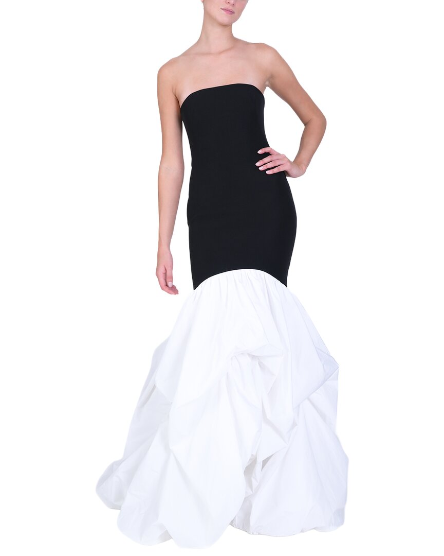 black white mermaid dress Marchesa Notte Drop Waist Mermaid Gown