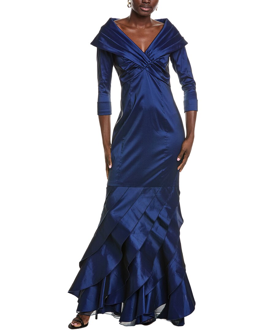 tadashi shoji blue dress Blythe Portrait Collar Gown – Bluefly adding dramatic flair Group17 Light Blue Short Tulle Color:Spiced Cinnamon (209)