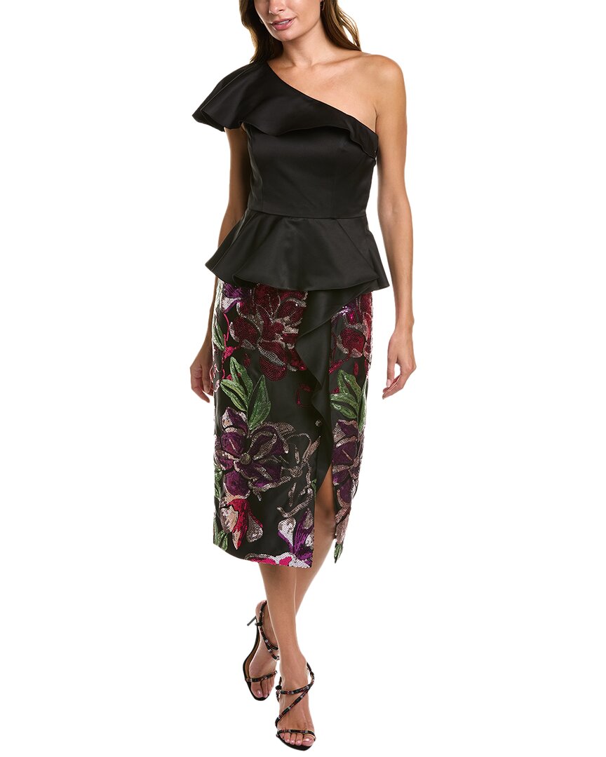 marchesa notte floral midi dress Marchesa Peplum Midi Dress