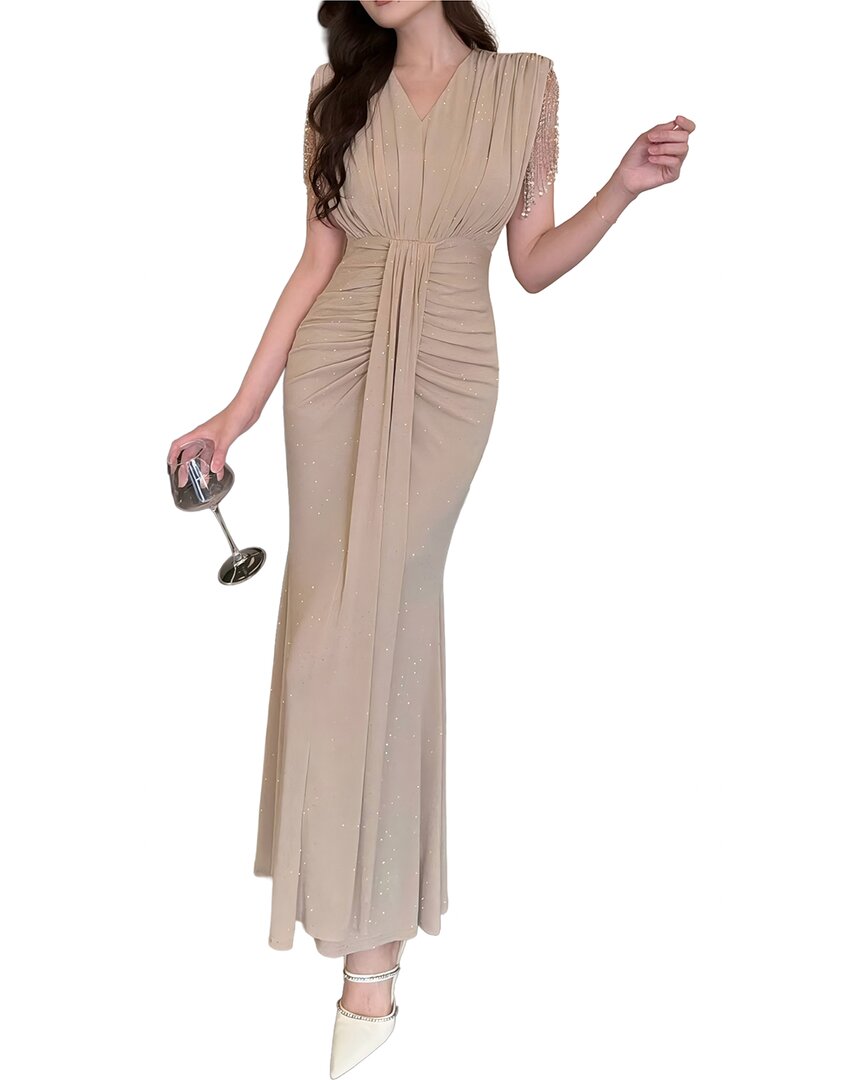 Burryco Short Sleeve Maxi Dress, Apricot / 6