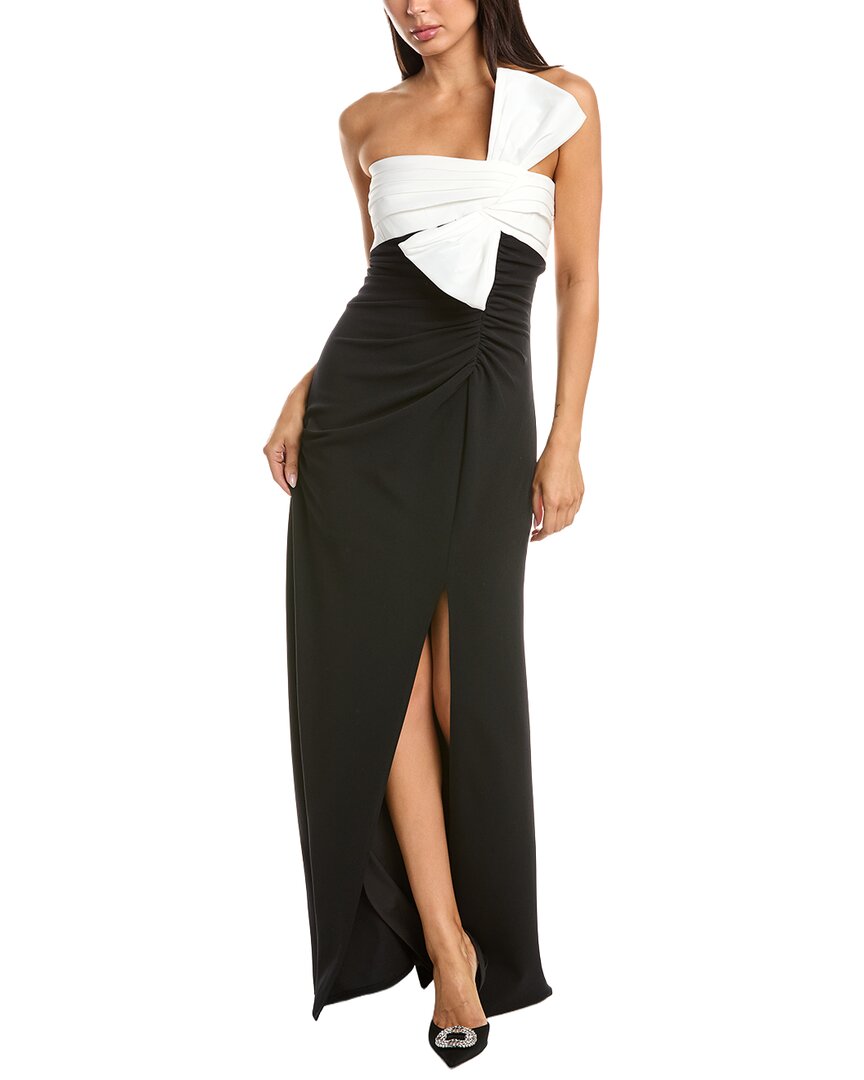 tadashi shoji black and white dress Kaliko Twist Bow Gown - Black/White Color:Leopard Mixed Media Midi Dress turning gown designed with published_date:2024-06-17T16:06:15Z