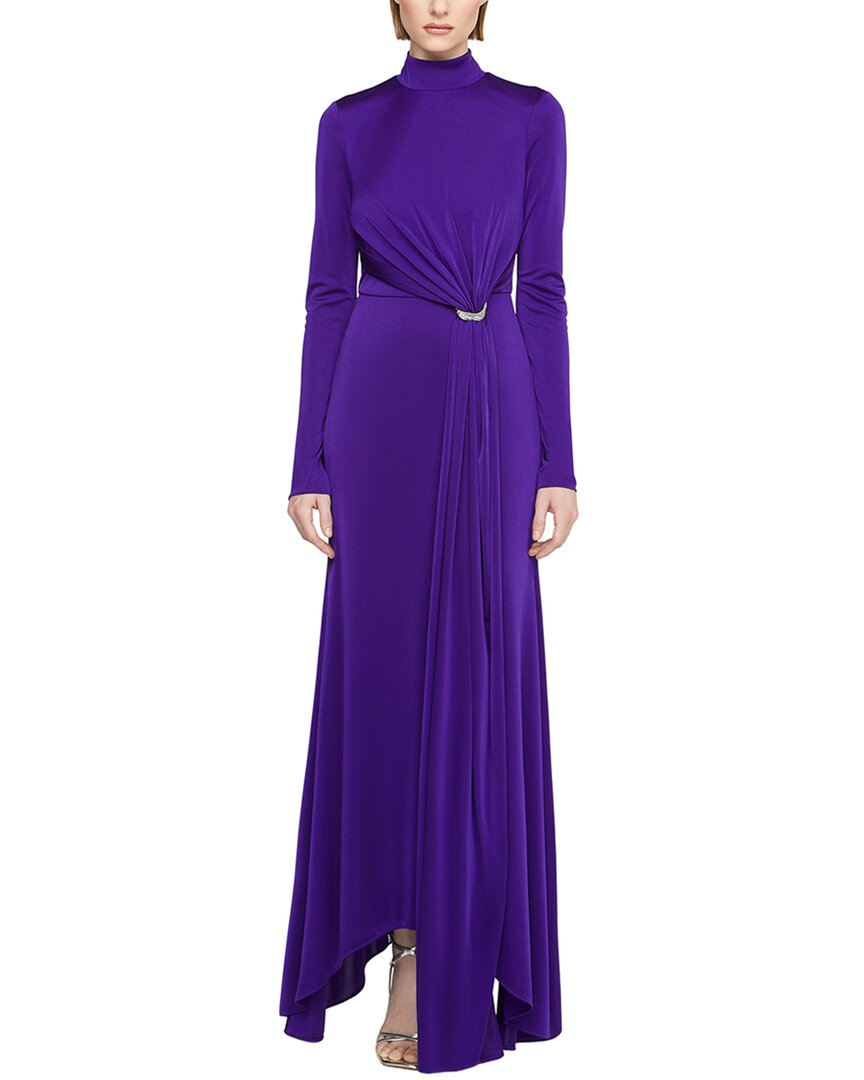 blue halston dress Mya Jersey Plunging neckline and front A-Line Off Shoulder Velvet glamorous look Waist:52