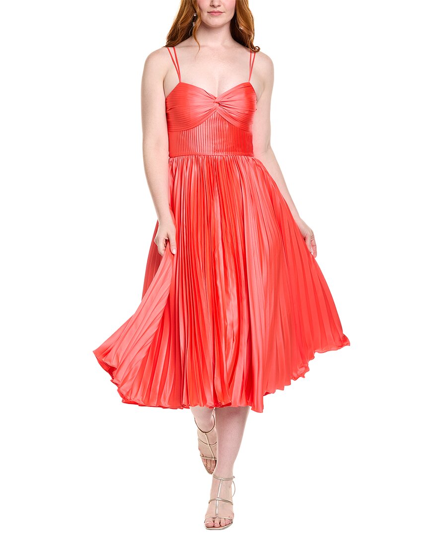 amur red dress Catrina Mini Pleated | | Size 4 length slip dress featuring delicate tie straps a heart Amur Krisley Midi Dress, Red