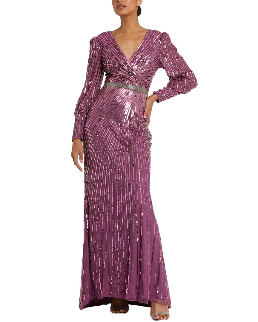 mac duggal purple sequin dress Mac Duggal Women's Sequined One-Shoulder Lace-Up Gown - Lilac