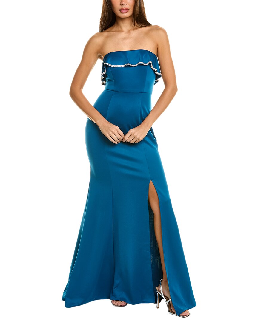 Rene Ruiz Off-The-Shoulder Gown, Blue / 8