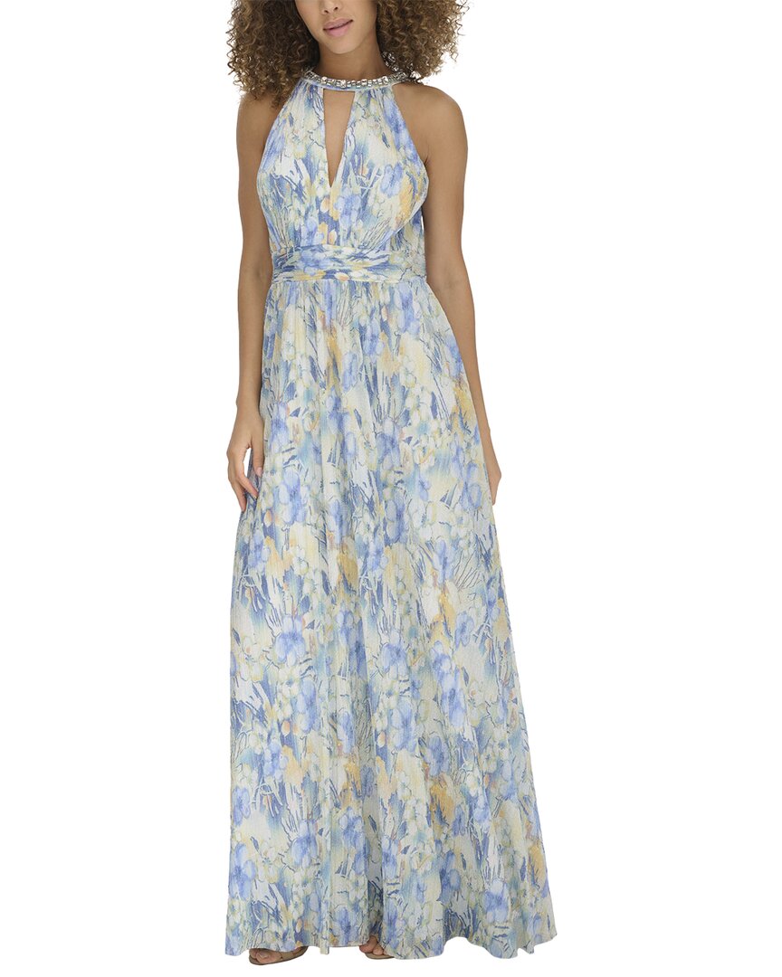chinese dress ladies Eliza J Printed Metallic Gown