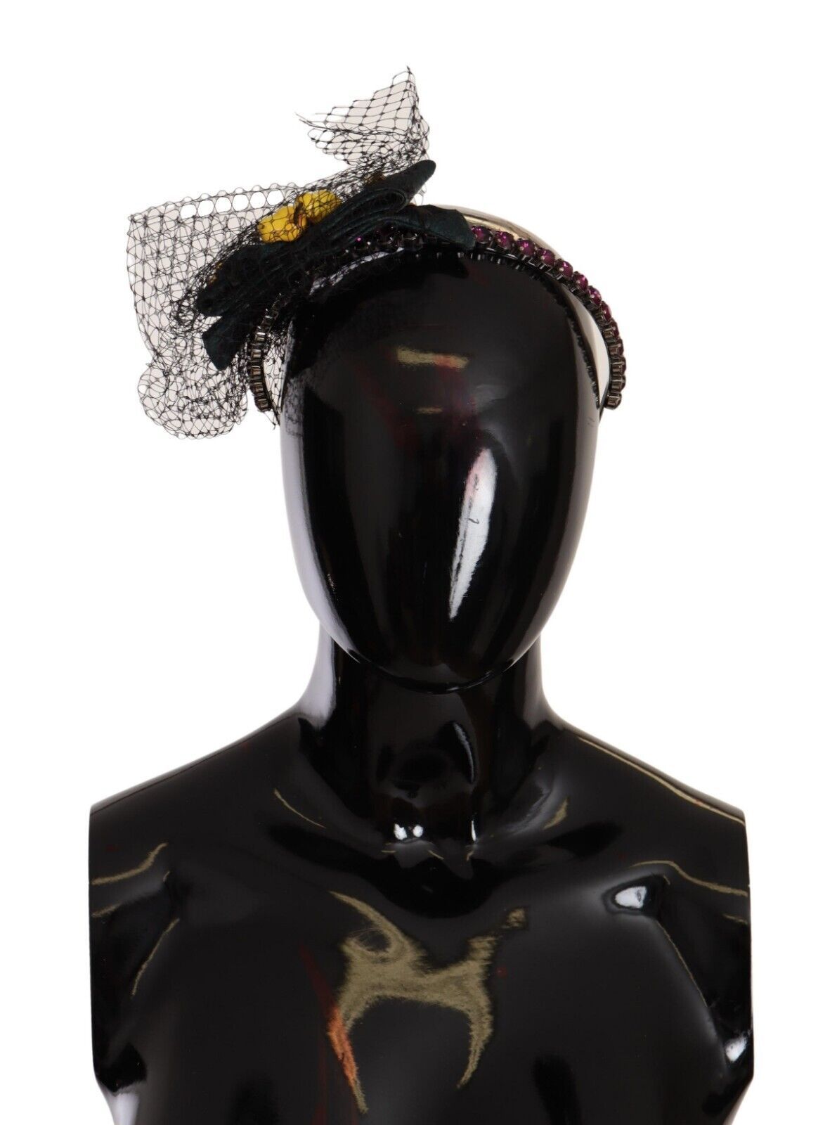 Dolce & Gabbana Silver Tiara Crystals Fruits Black Mesh  display picture 3