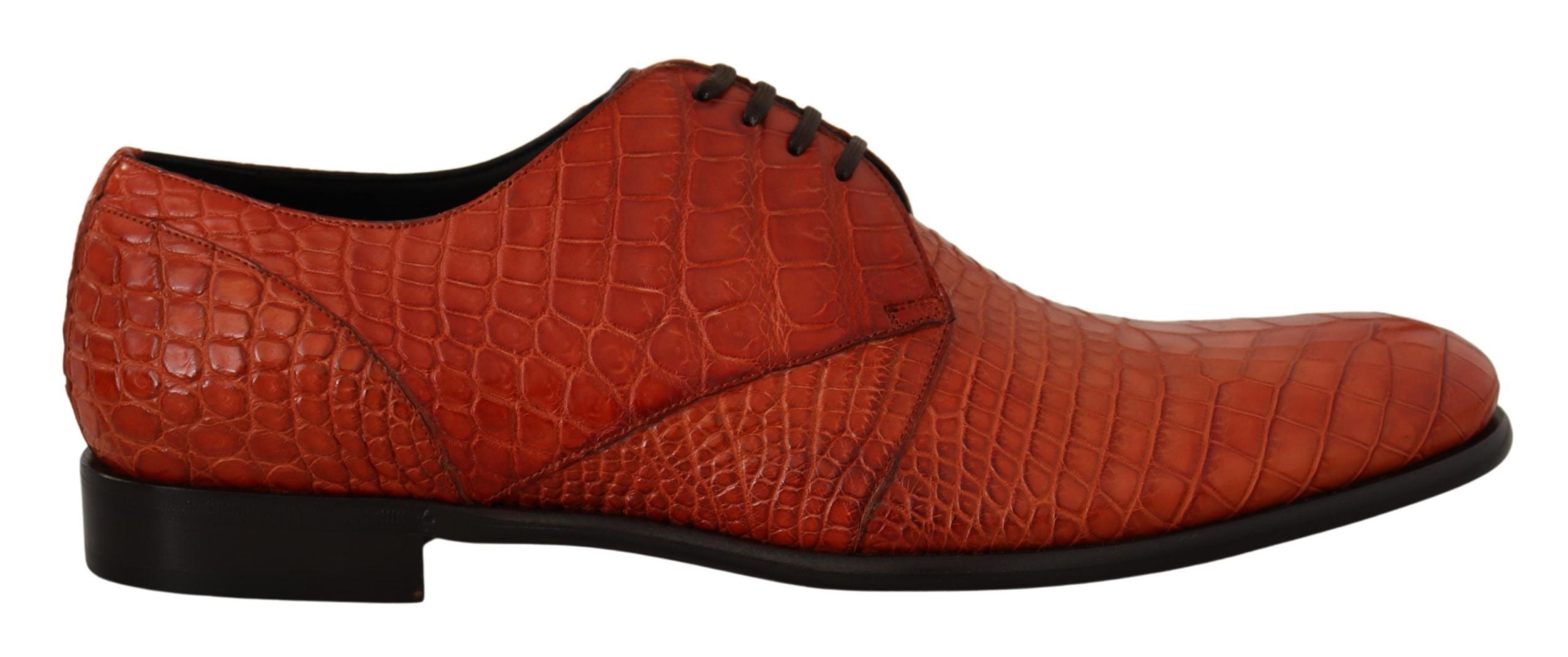 exotic leather dress shoes Dolce & Gabbana Orange Derby Handcrafted for comfort and Size:42 (4'9