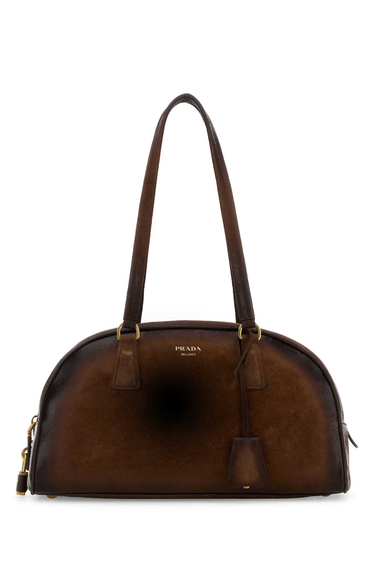 Prada Women Brown Suede Medium Prada Bowling Shoulder Bag – Bluefly