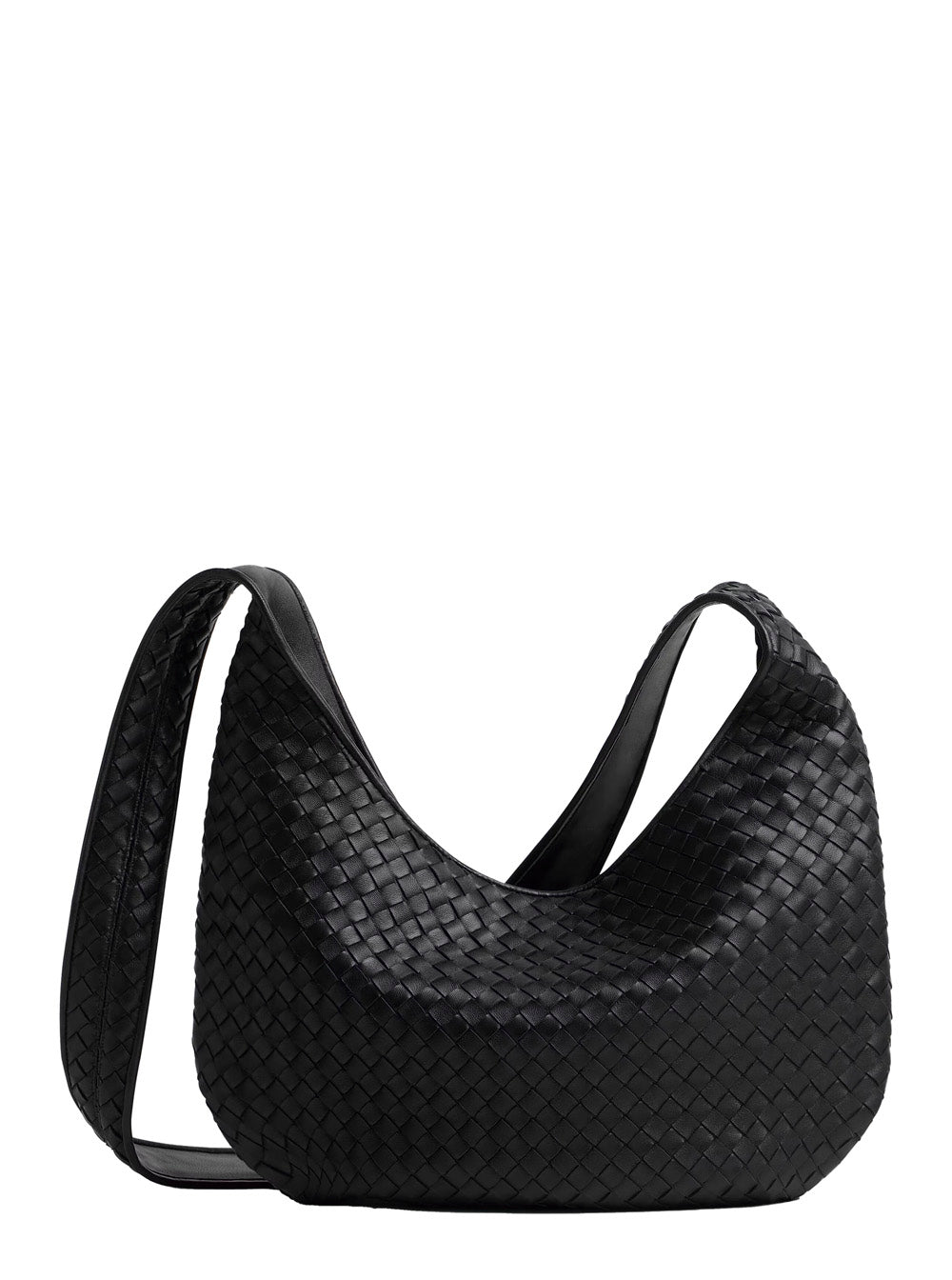 Bottega Veneta ブラックショルダーバッグ Bottega Veneta Men Bottega Shoulder Bag With Top Zip Closure And