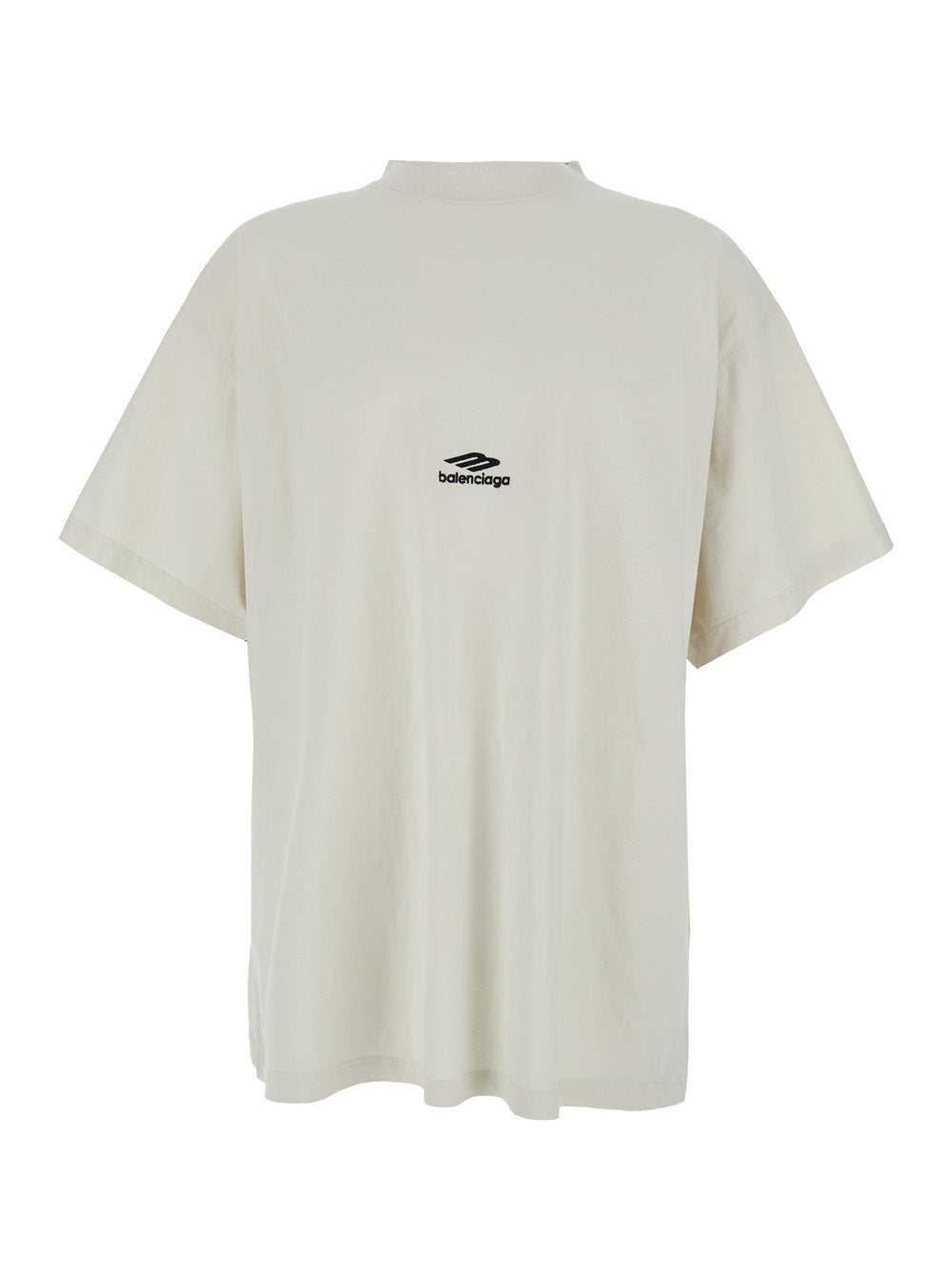 Balenciaga Men White Cotton T-Shirt For Men With Front Logo And