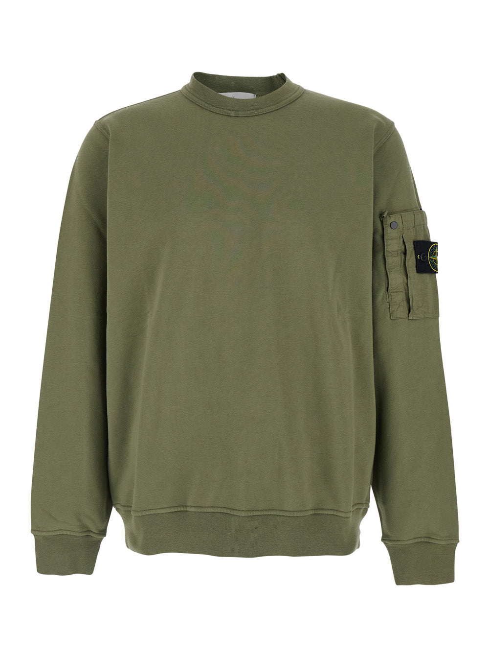 Stone Island Men Green Sweatshirt With Logo Patch On The Sleeve In
