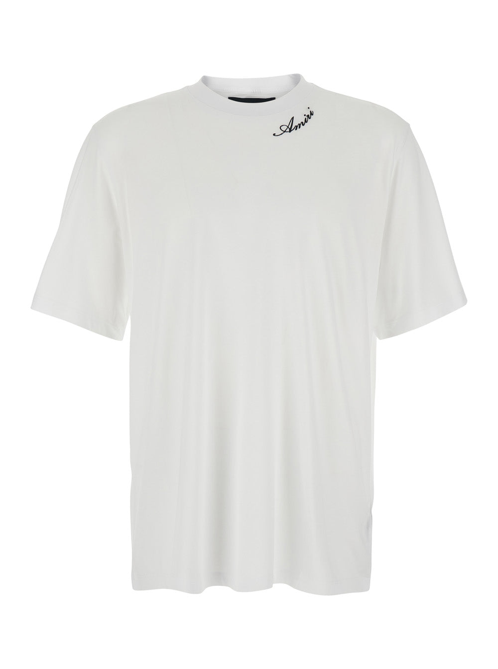 Amiri Men White Crew Neck T-Shirt With Wide Short Sleeves And Logo