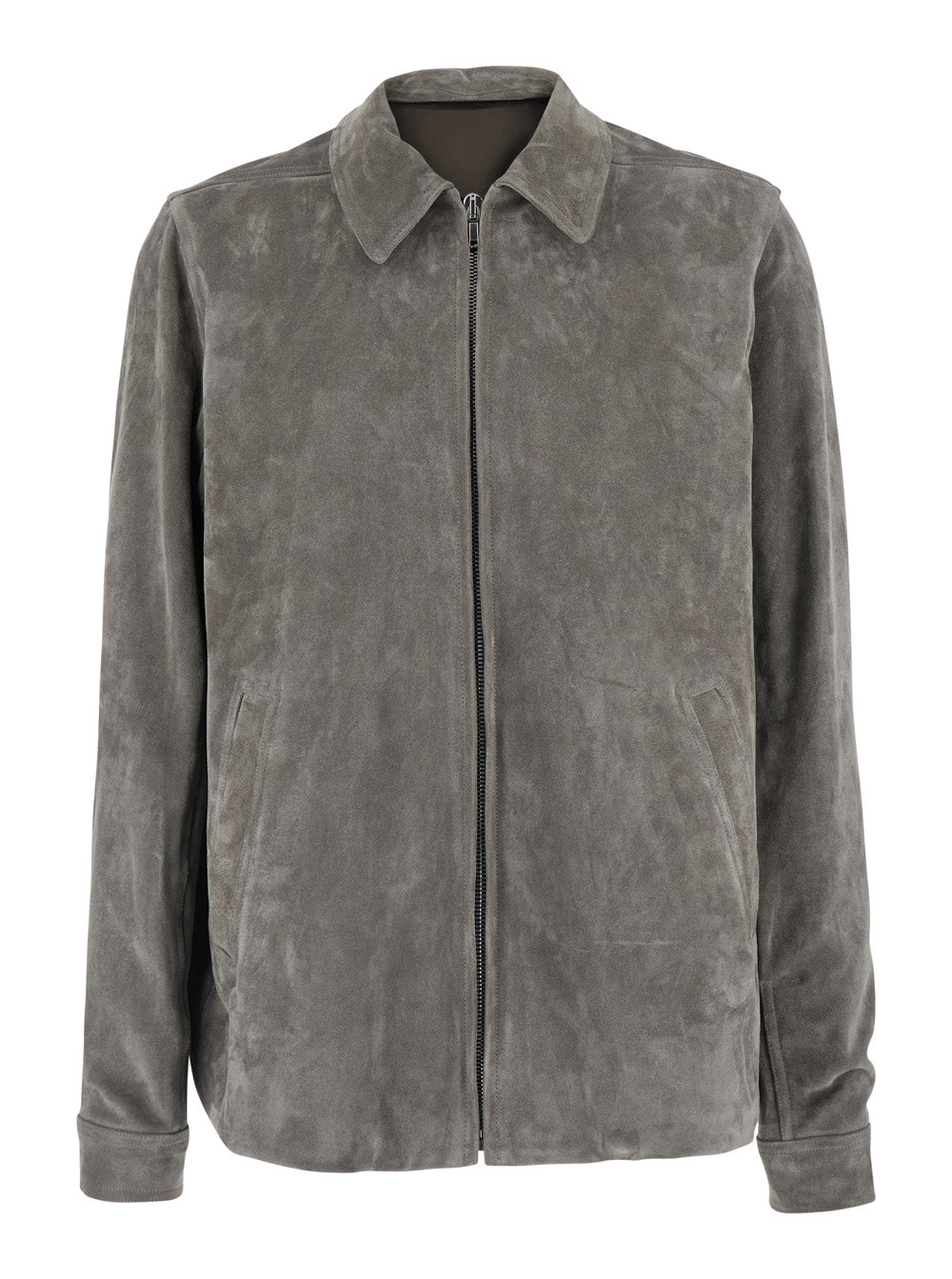 Rick Owens Men 'Brad' Grey Jacket With Classic Collar And Back