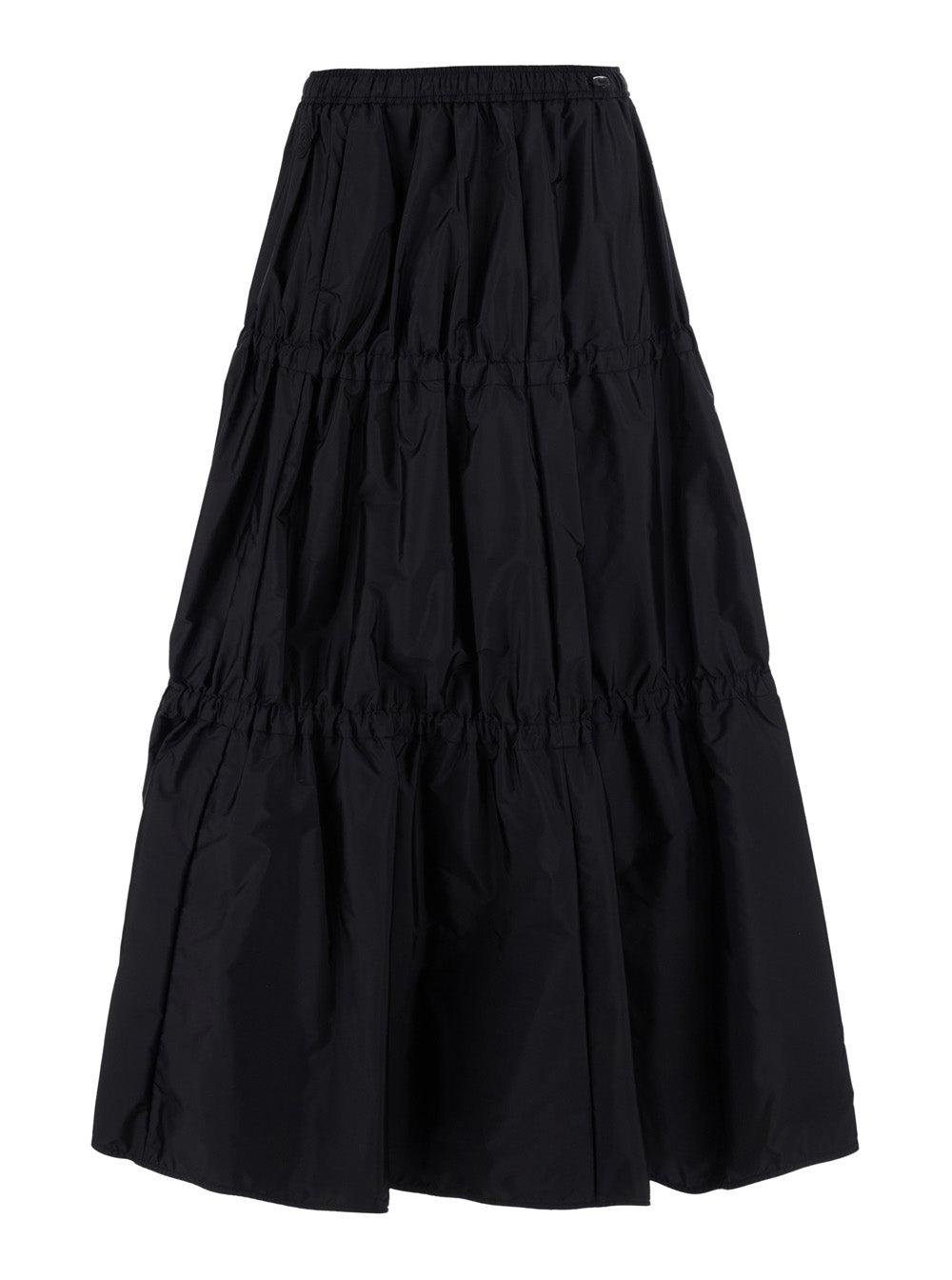 Moncler Women Black Midi Skirt With Tone-On-Tone Logo Patch And