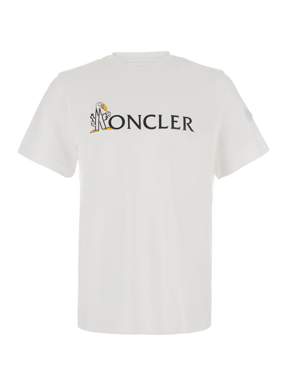 Moncler Men White T-Shirt With Logo On The Front And Logo Patch On
