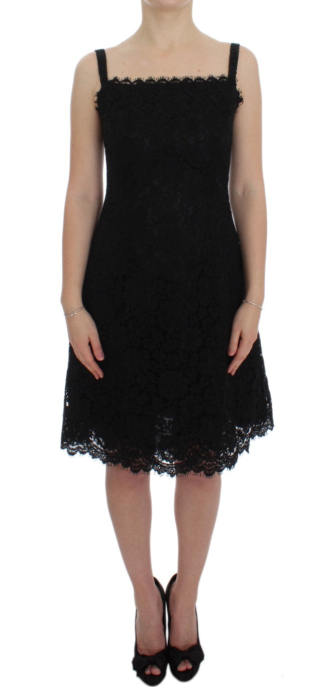 Dolce & Gabbana Black Floral Lace Shift Knee Length Women's Dress – Bluefly