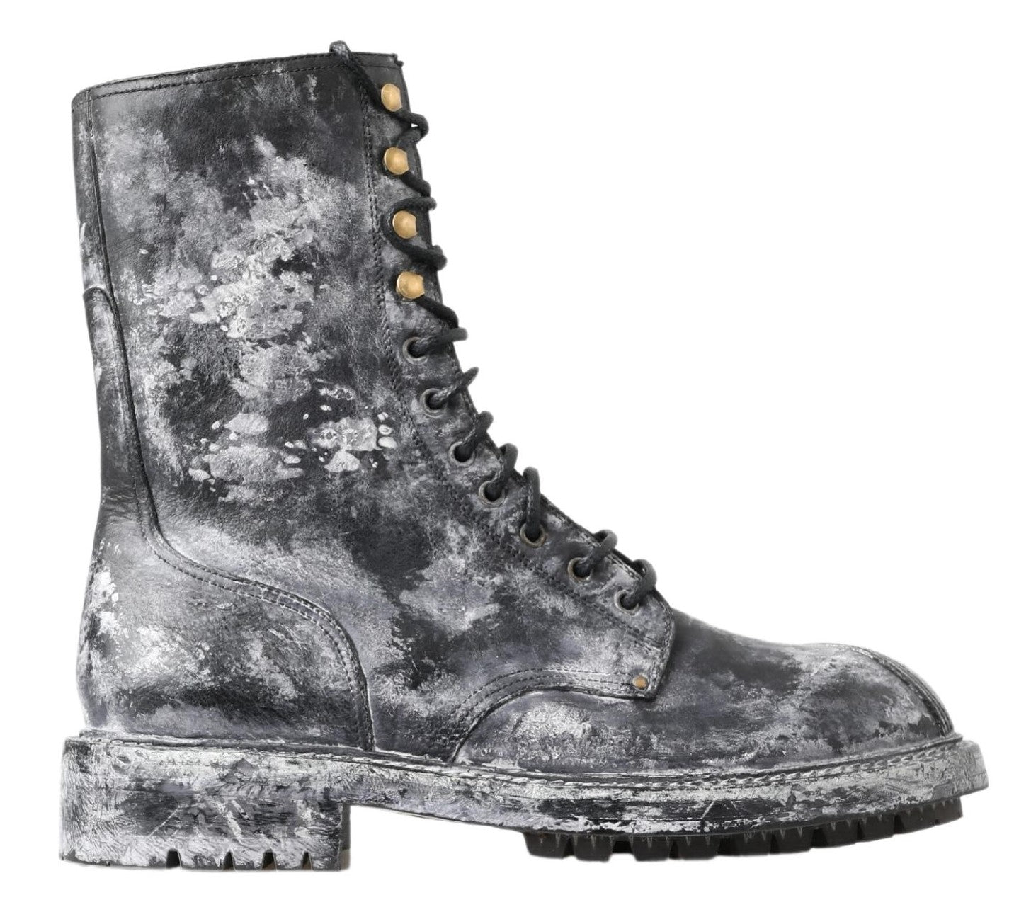 Dolce & Gabbana Gray Leather Men Ankle Boots Men\'s Shoes Dolce & Gabbana Bernini Vintage-Look Ankle Boots | Sendegaro IT main image 3