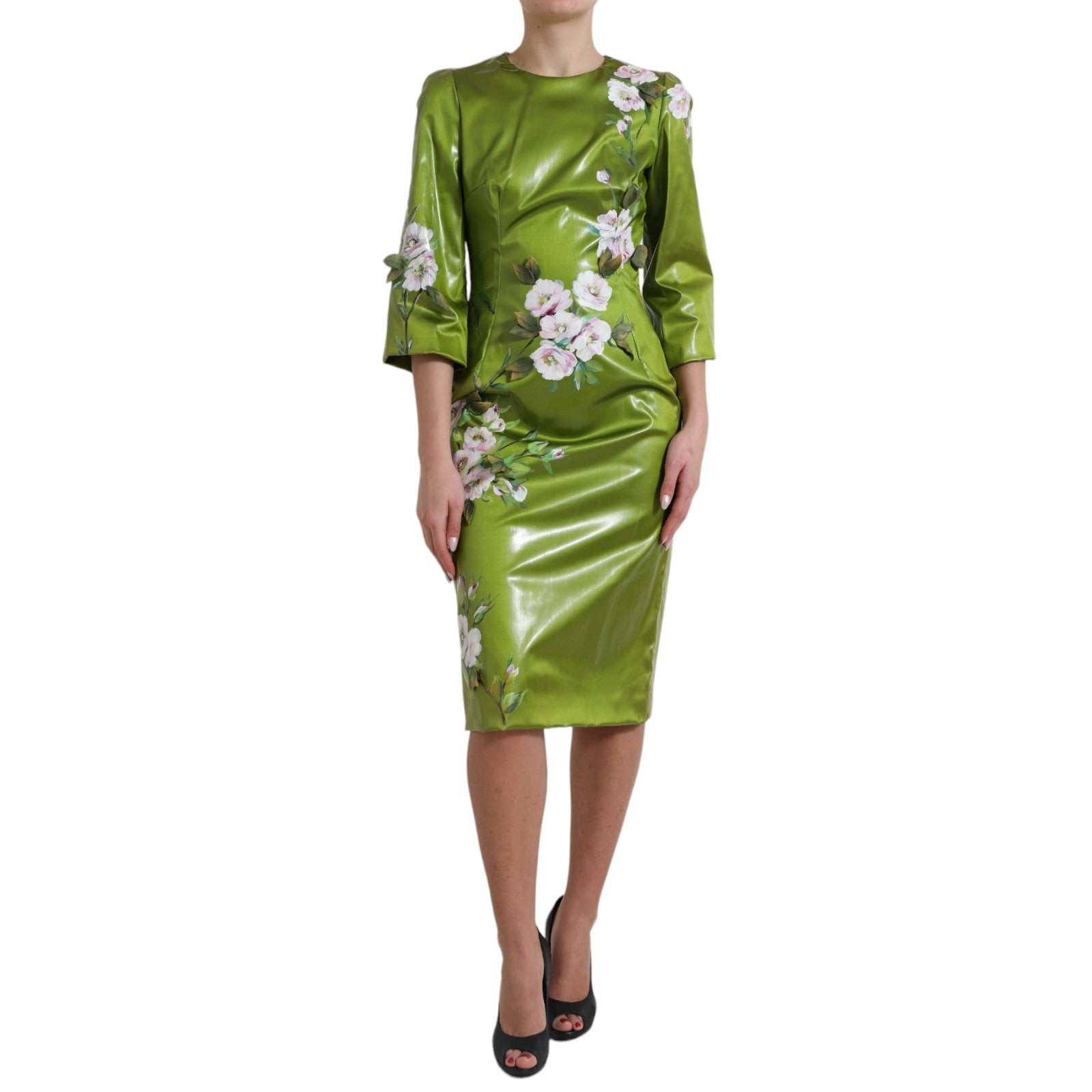 dolce gabbana green floral dress & Embellished Sheath Midi Women's Racerback