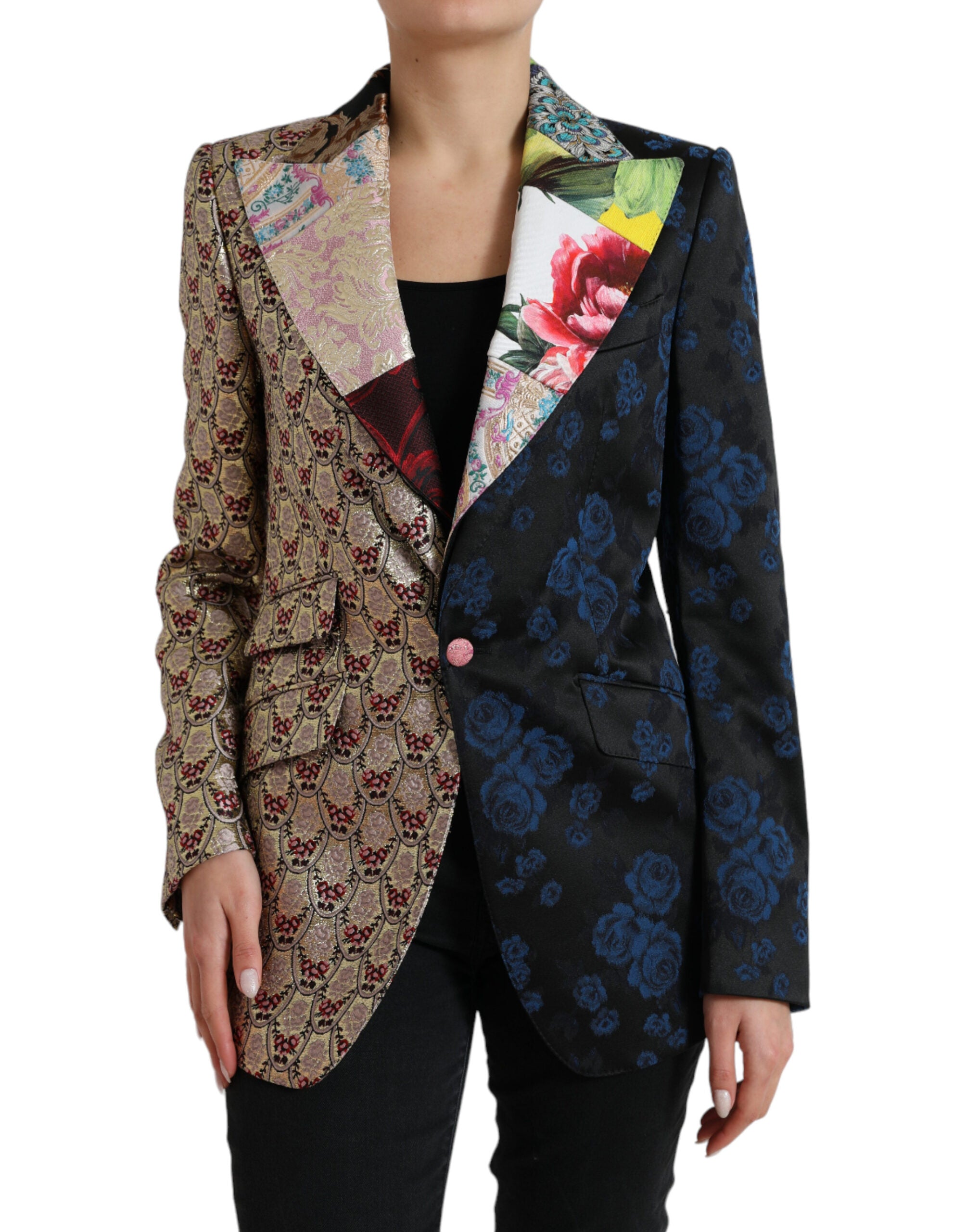 DOLCE&GABBANA 花柄 ジャガード テーラードジャケット 38 Dolce & Gabbana Multicolor Floral Patchwork Jacquard Women's