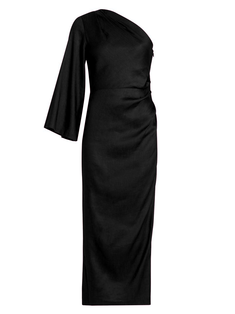 black polyester maxi dress Veronica Beard Womens Patsy One-Shoulder Solid Black Maxi Dress, 2 / Black