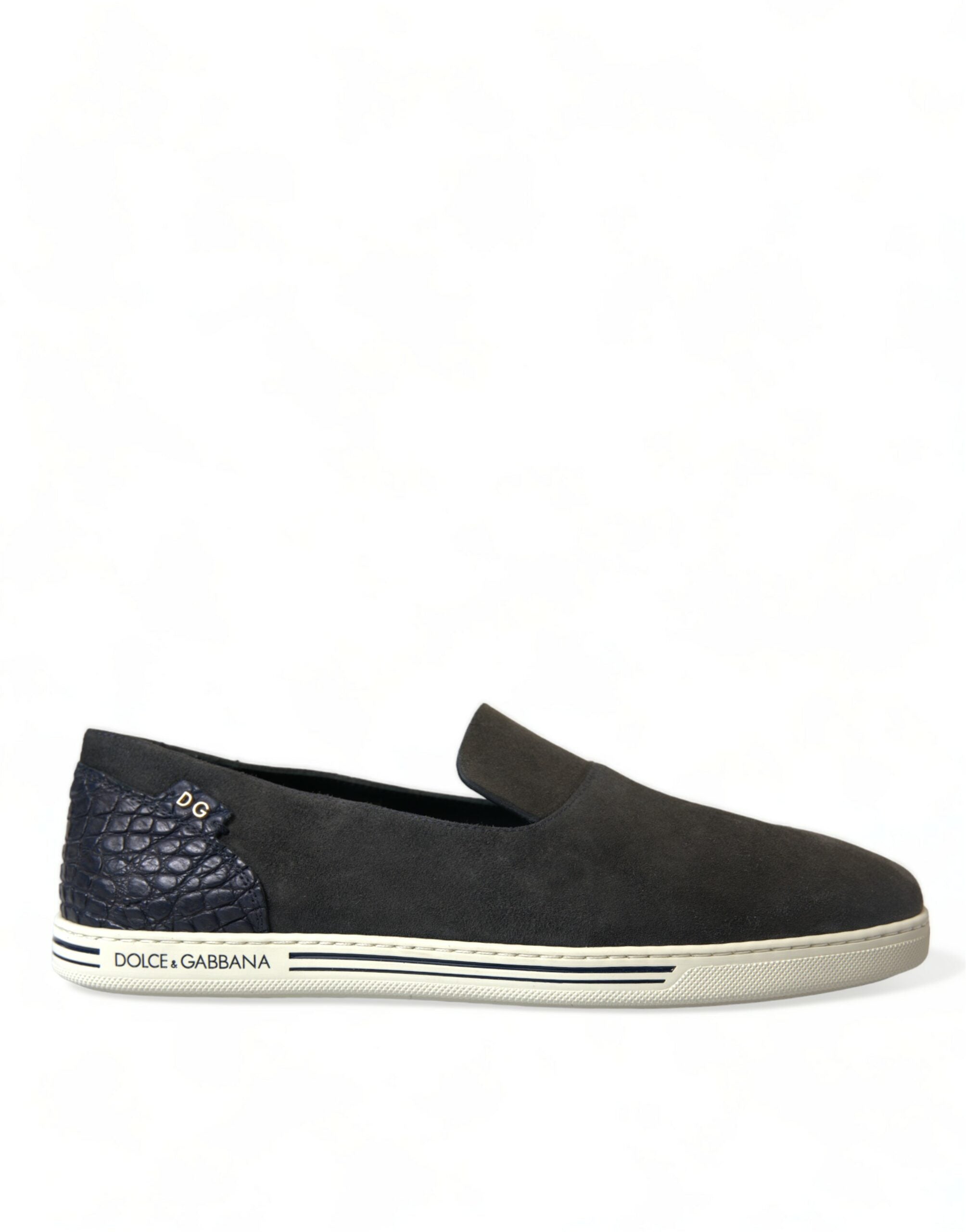 Dolce & Gabbana Blue Leather Suede Crystal Crown Loafers Shoes Dolce & Gabbana Purple Velvet Crown Embroidery Loafers Men main image 3