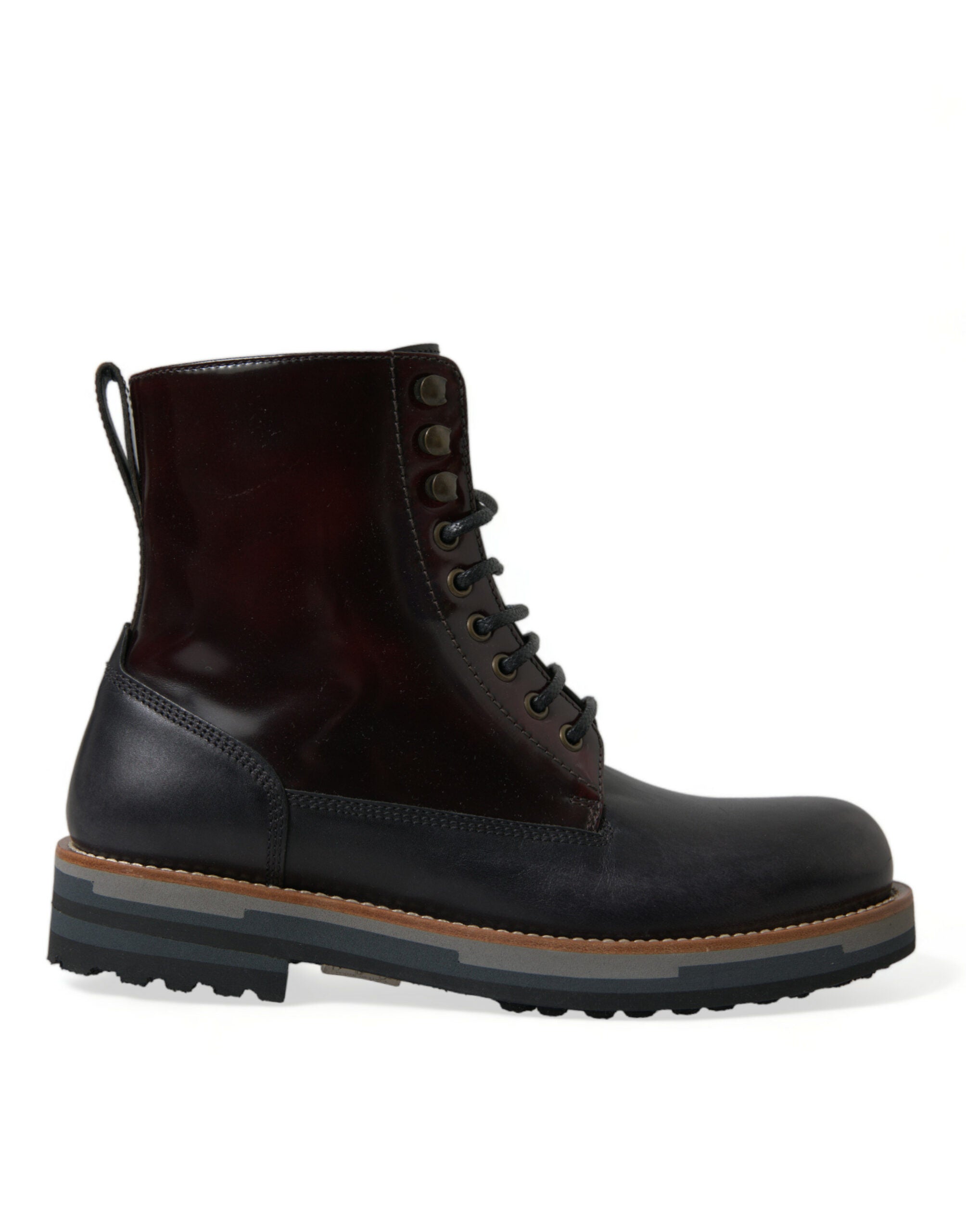 Dolce & Gabbana Black Leather Military Combat Boots Men display picture 3