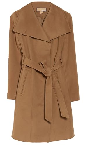 Camel wrap wool coat deals