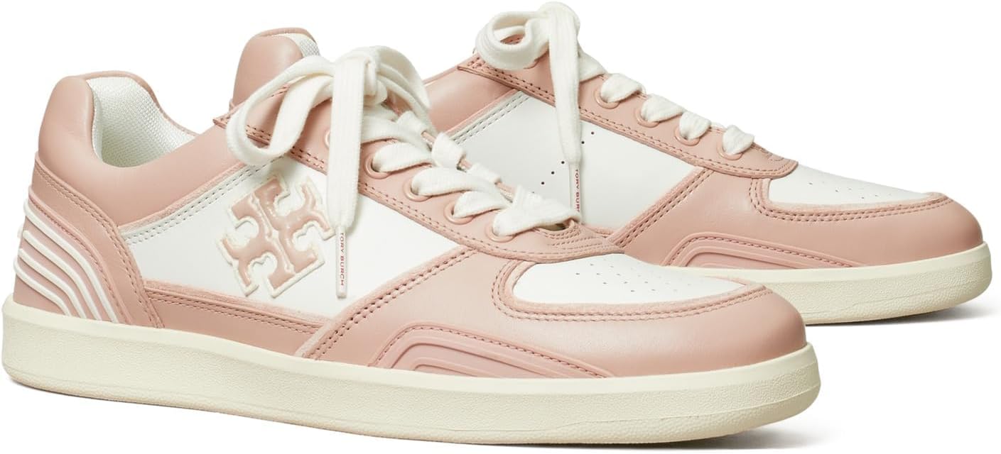 Tory Burch Women's Clover Court Sneaker, Purity/Shell Pink – Bluefly