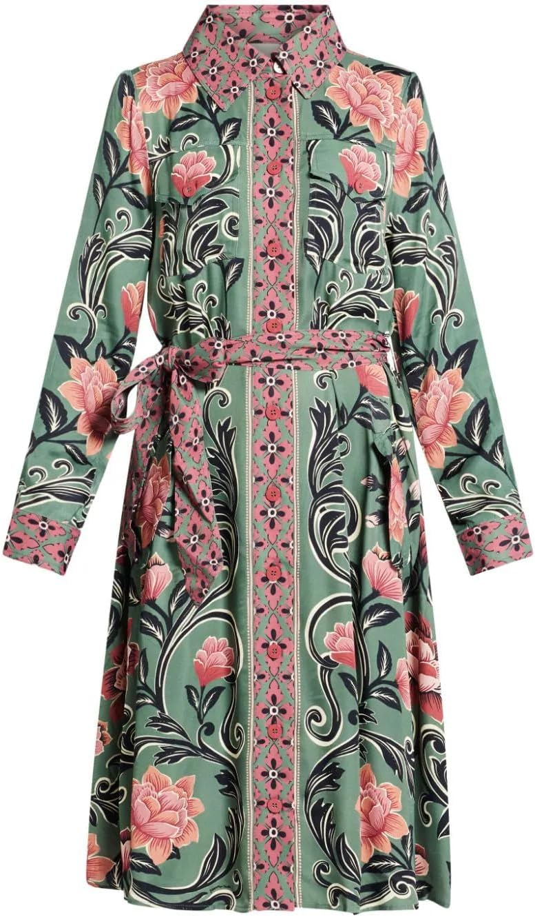 blue arabesque floral midi dress FARM Rio Arabesque Floral Green Midi Dress, Arabesque Floral Green / XS