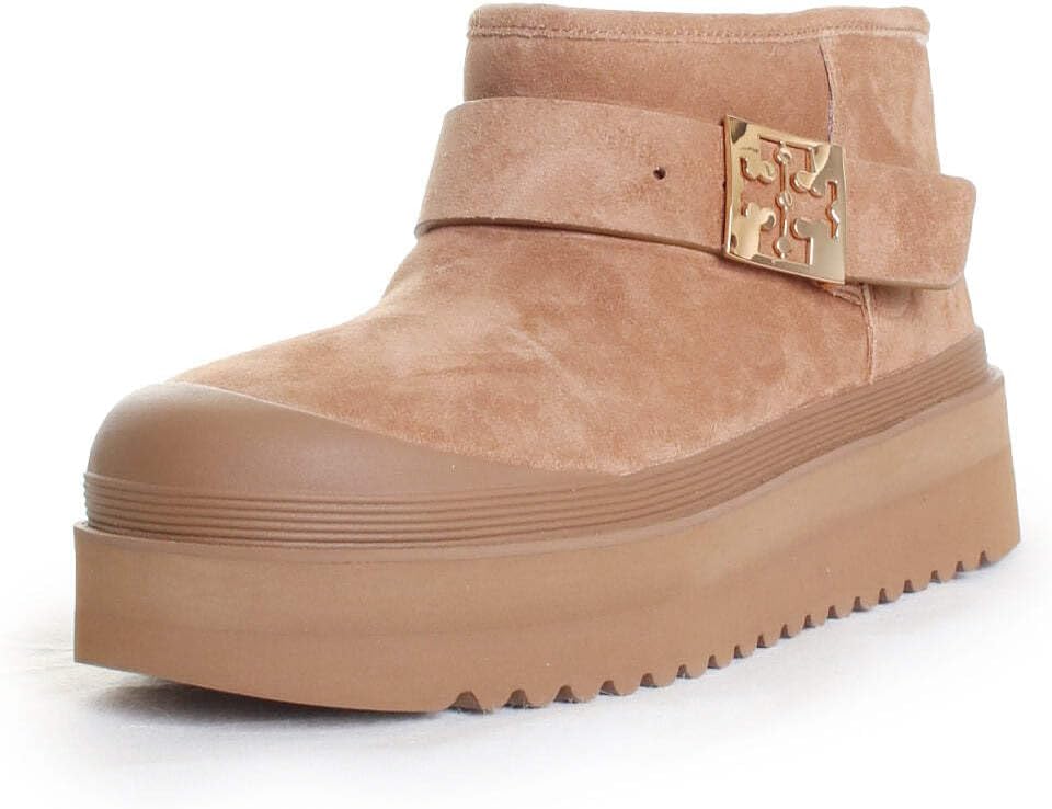 Tory Burch Women's Mellow Shearling Platform Boot, Light Chestnut