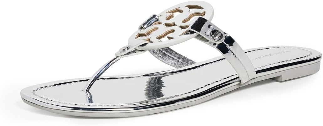 Tory Burch Women's Miller Mirrored Metallic Flip-Flops, Argento