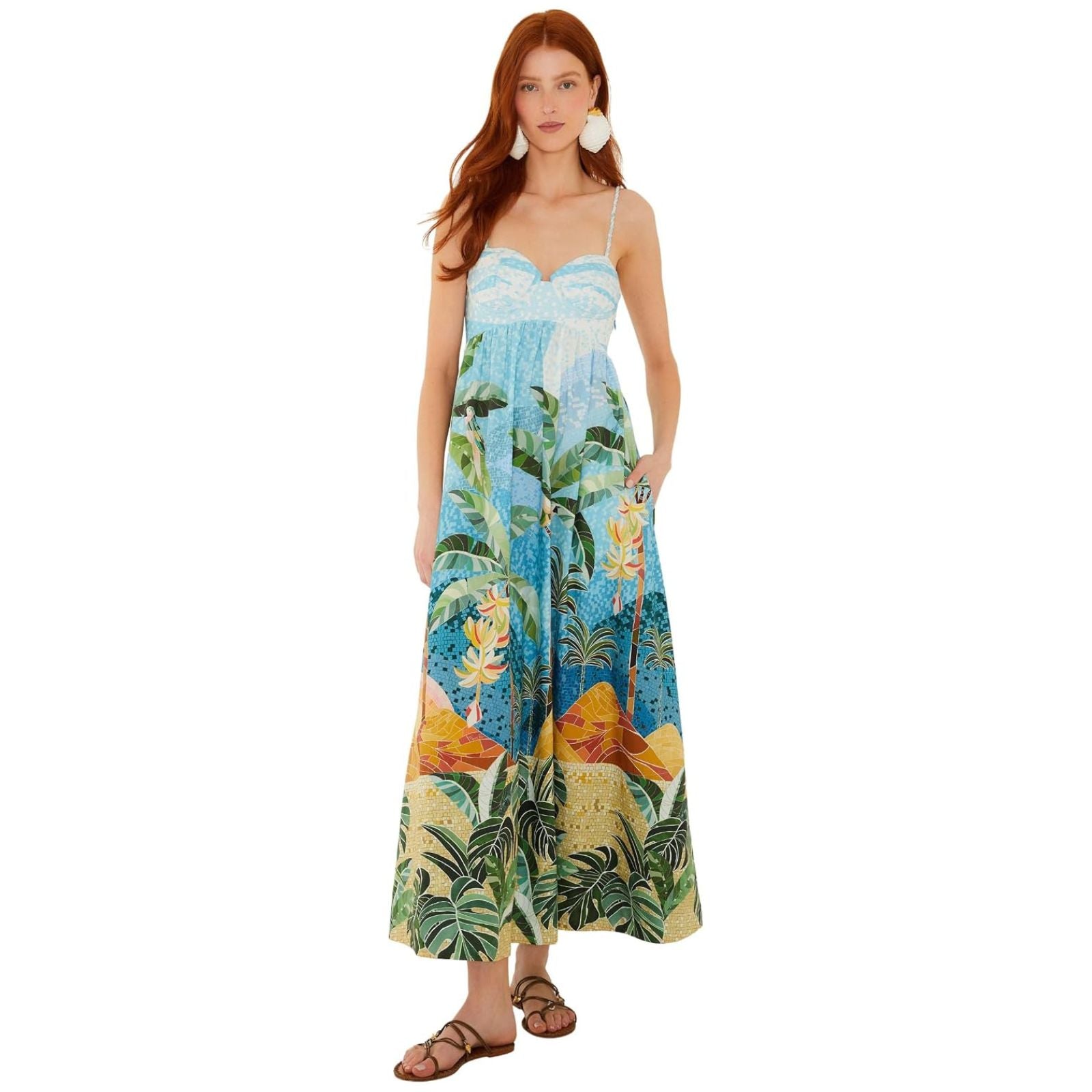 Women's Multicolour Rio Mosaic Sweetheart-Neck Maxi Dress